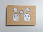 Plywood Double Outlet With Centre Switch