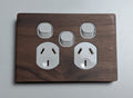 Walnut Double Outlet With Centre Switch