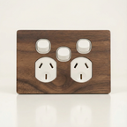 Walnut Double Outlet With Centre Switch